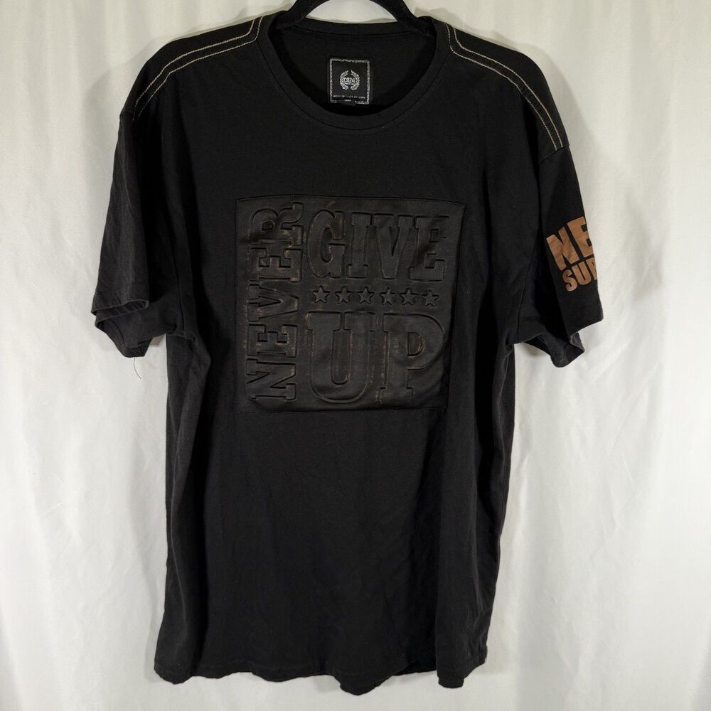 CR24 Chrome Edge Bordo Cromato CR Shirt Men's 2XL Black Never Give Up Short Sl